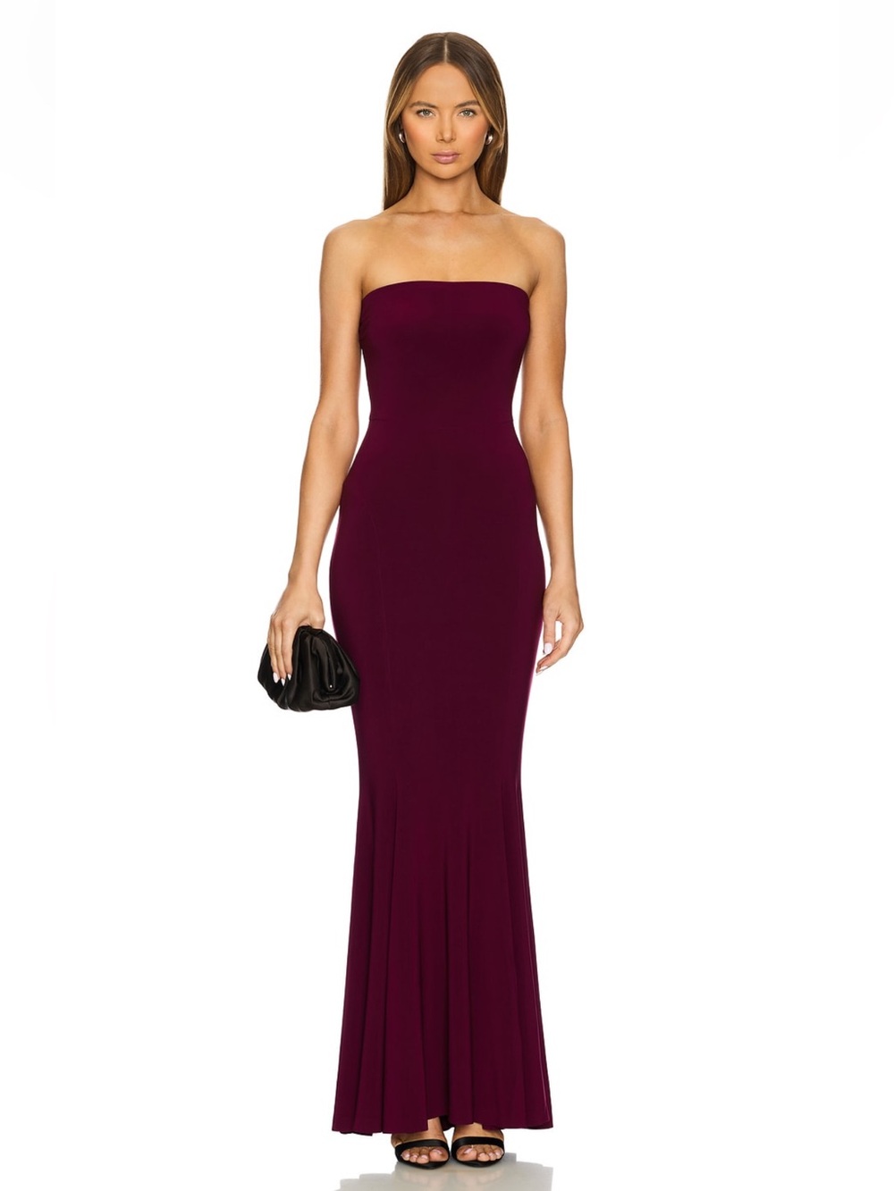 Norma Kamali Strapless Fishtail Gown in Plum